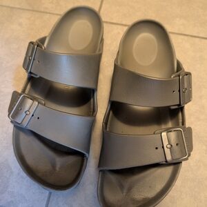 Gray Double Strap Sandals